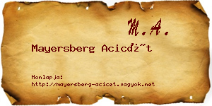 Mayersberg Acicét névjegykártya